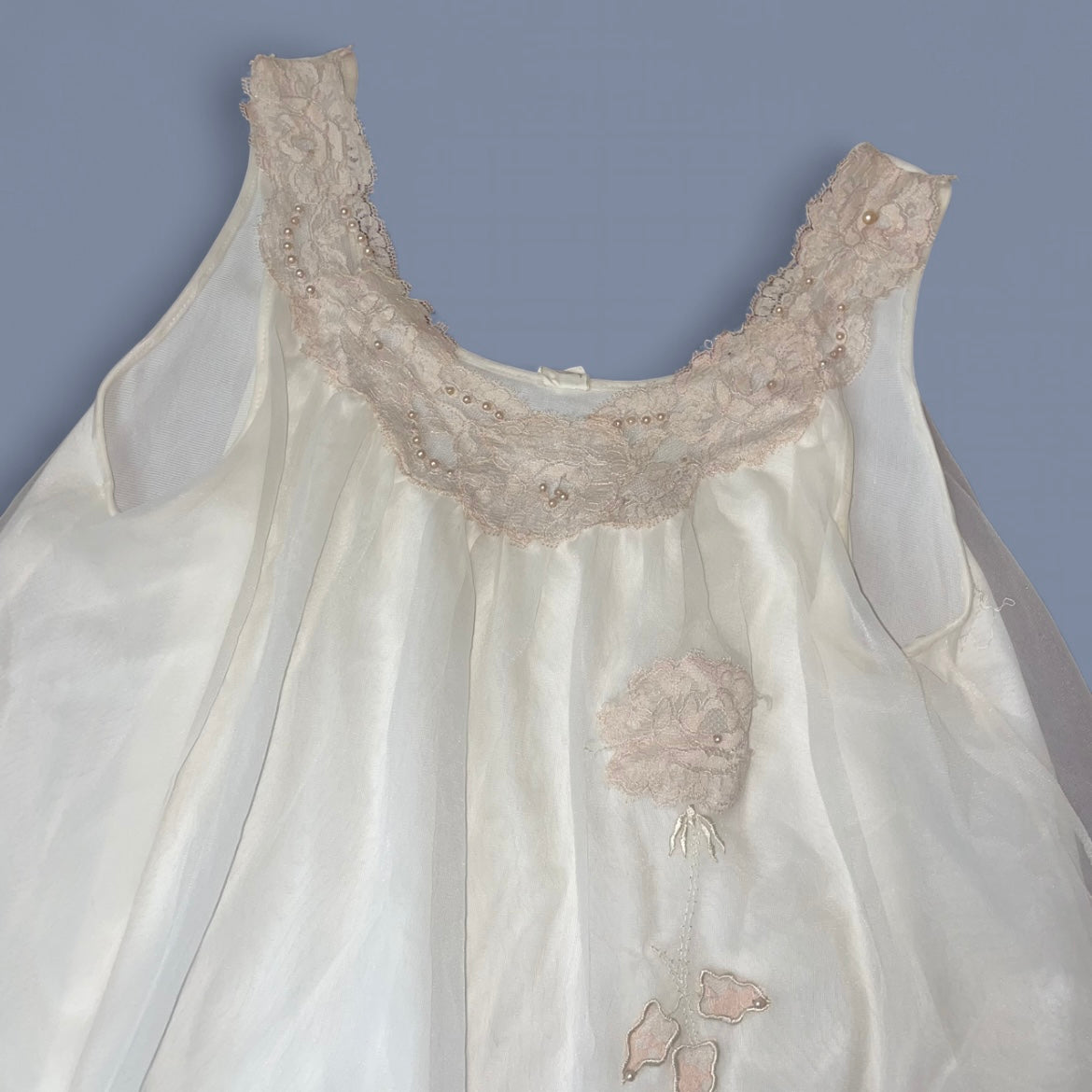 Vintage Cream Tulle Babydoll Top