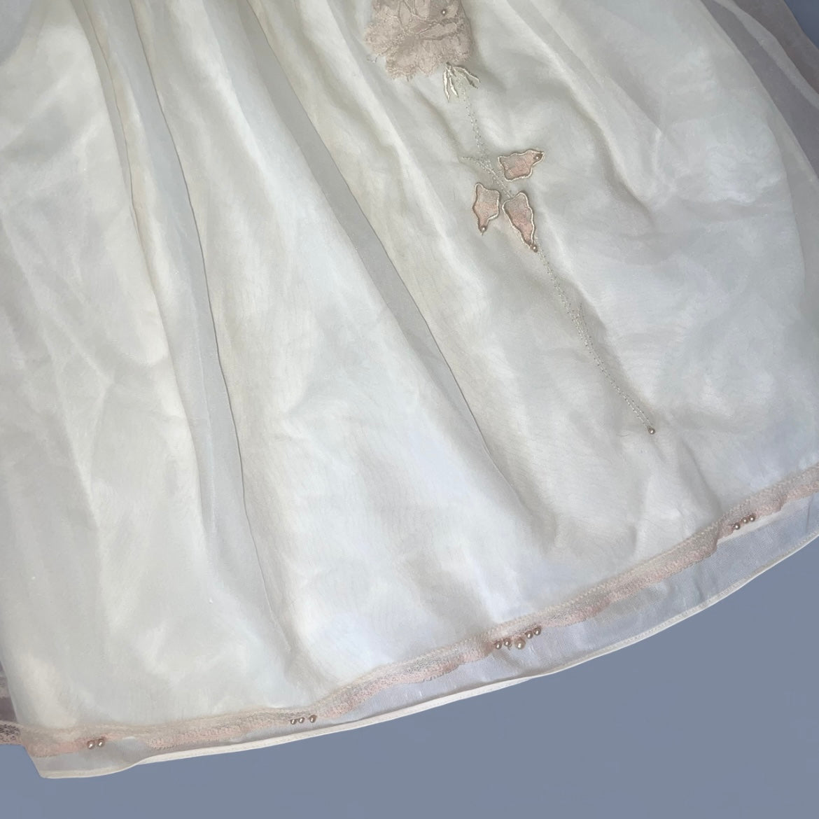 Vintage Cream Tulle Babydoll Top