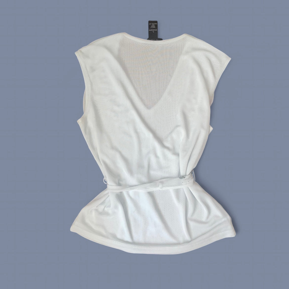 00s Baby Blue Sheer Sequin Wrap-style Top