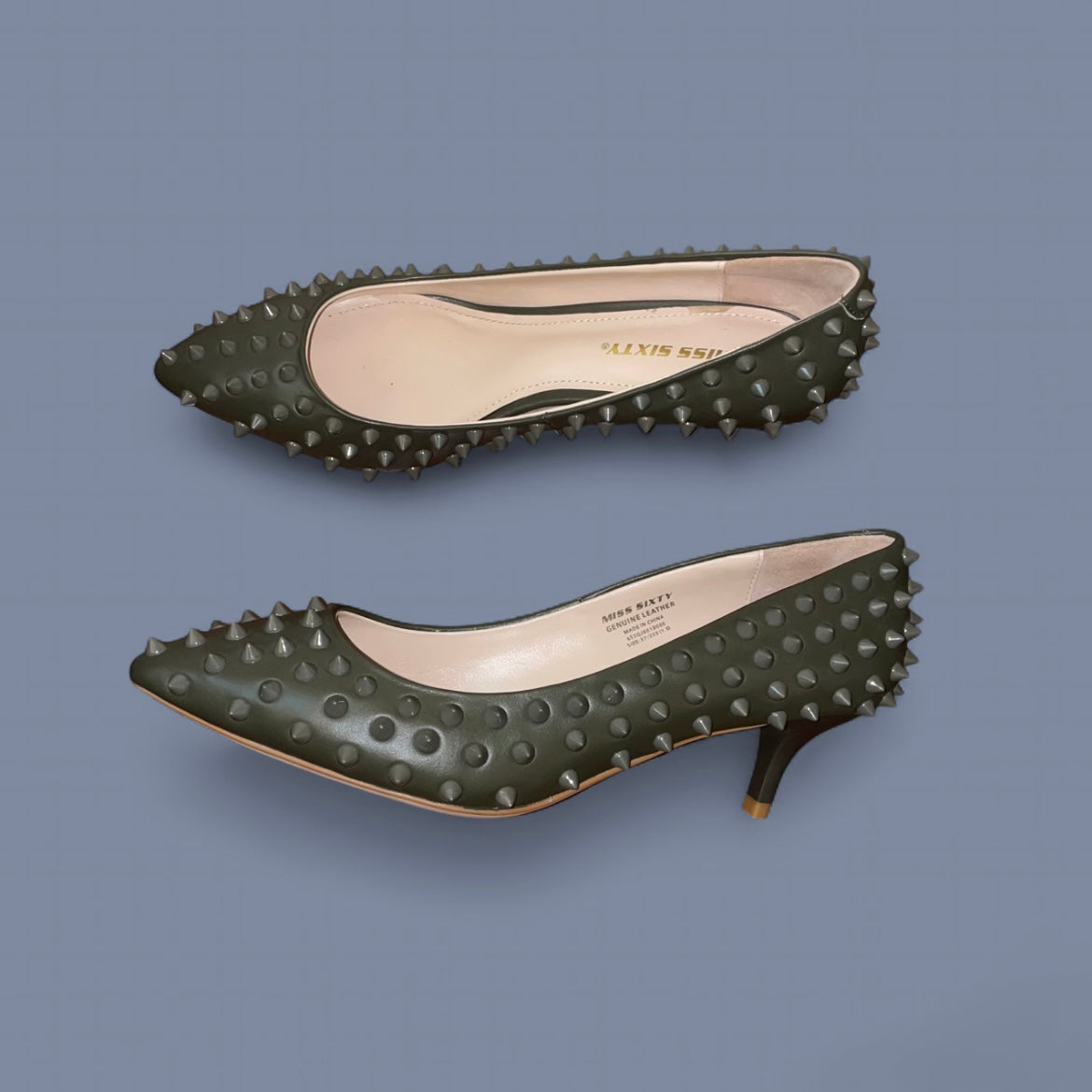Miss Sixty Gray Spike Kitten Heels