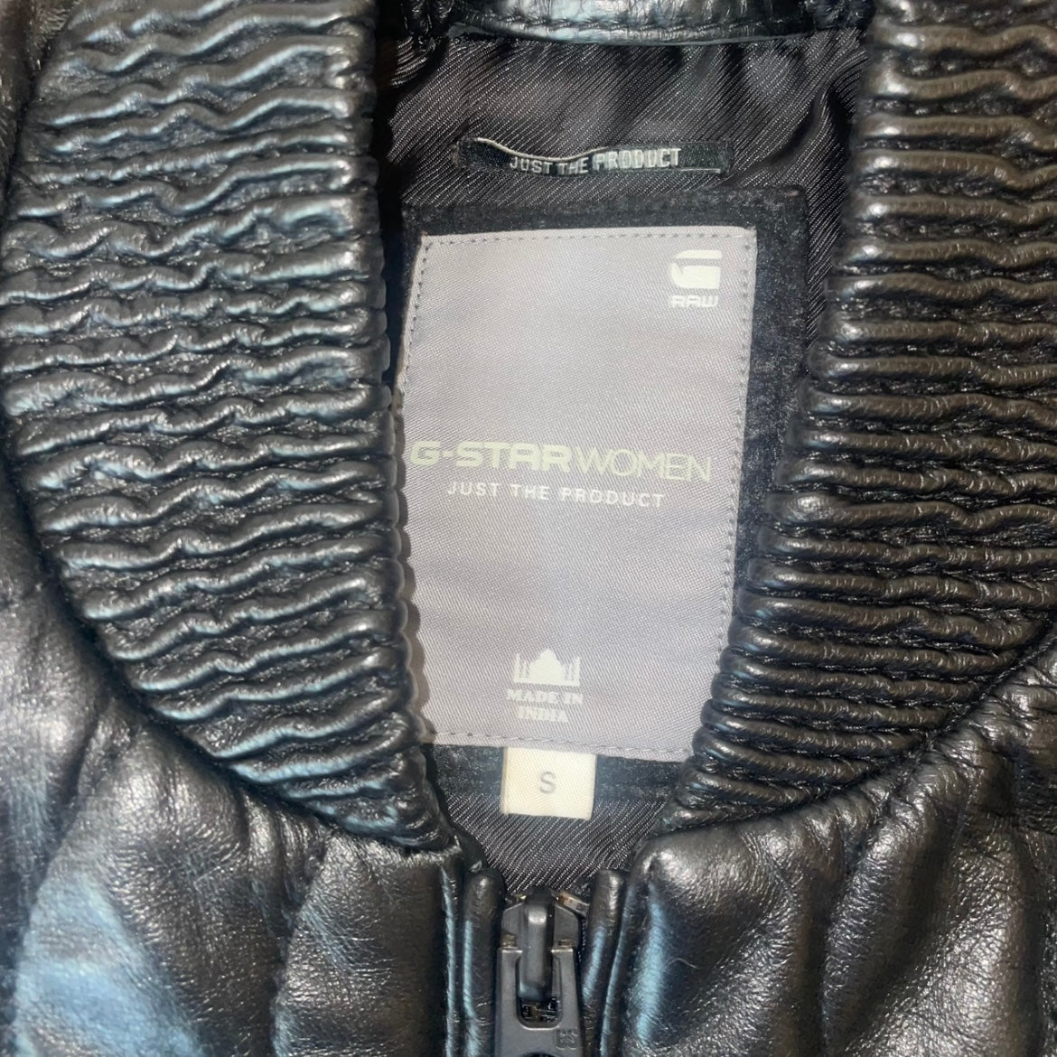 G-Star Black Quilted Leather Bomber Jacket