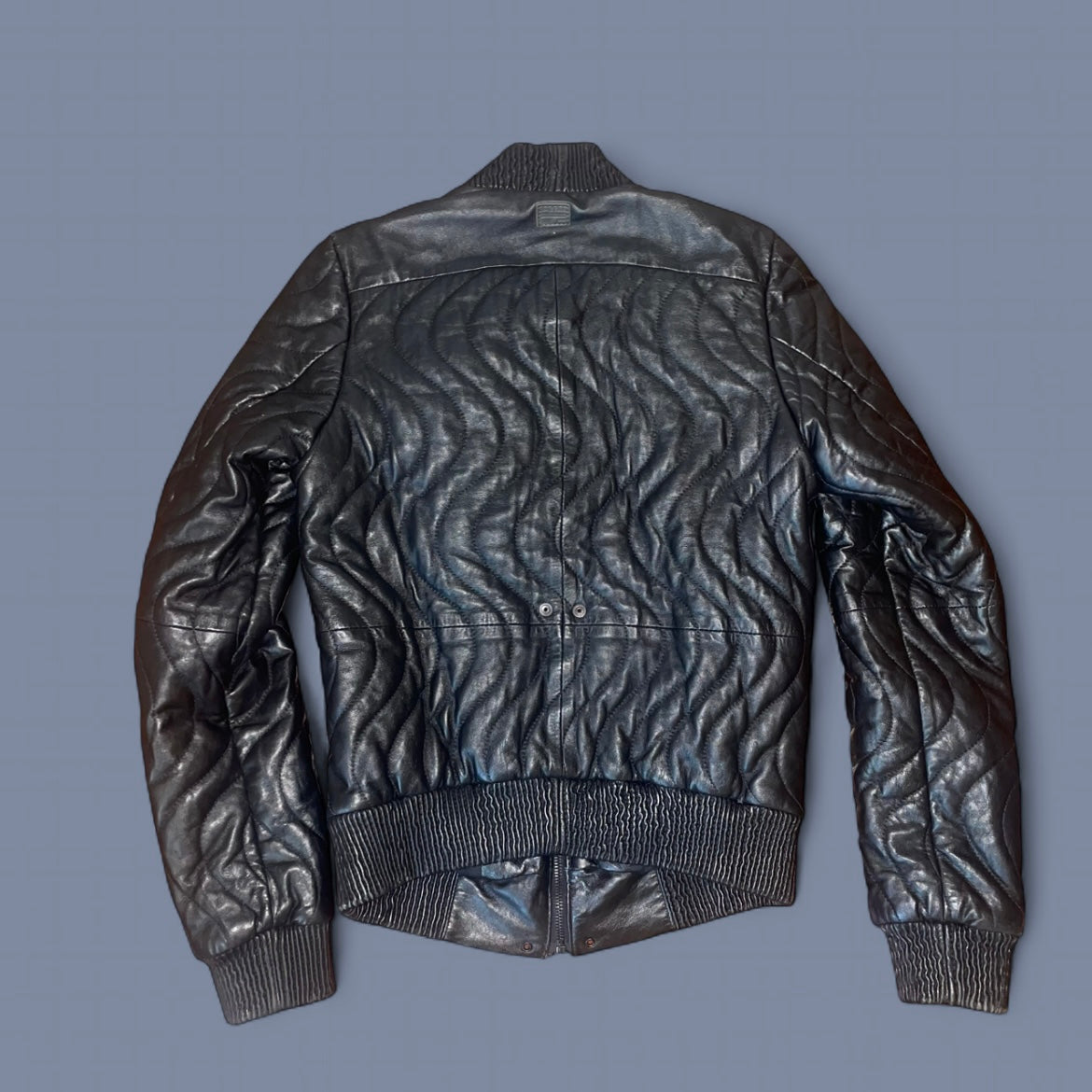 G-Star Black Quilted Leather Bomber Jacket