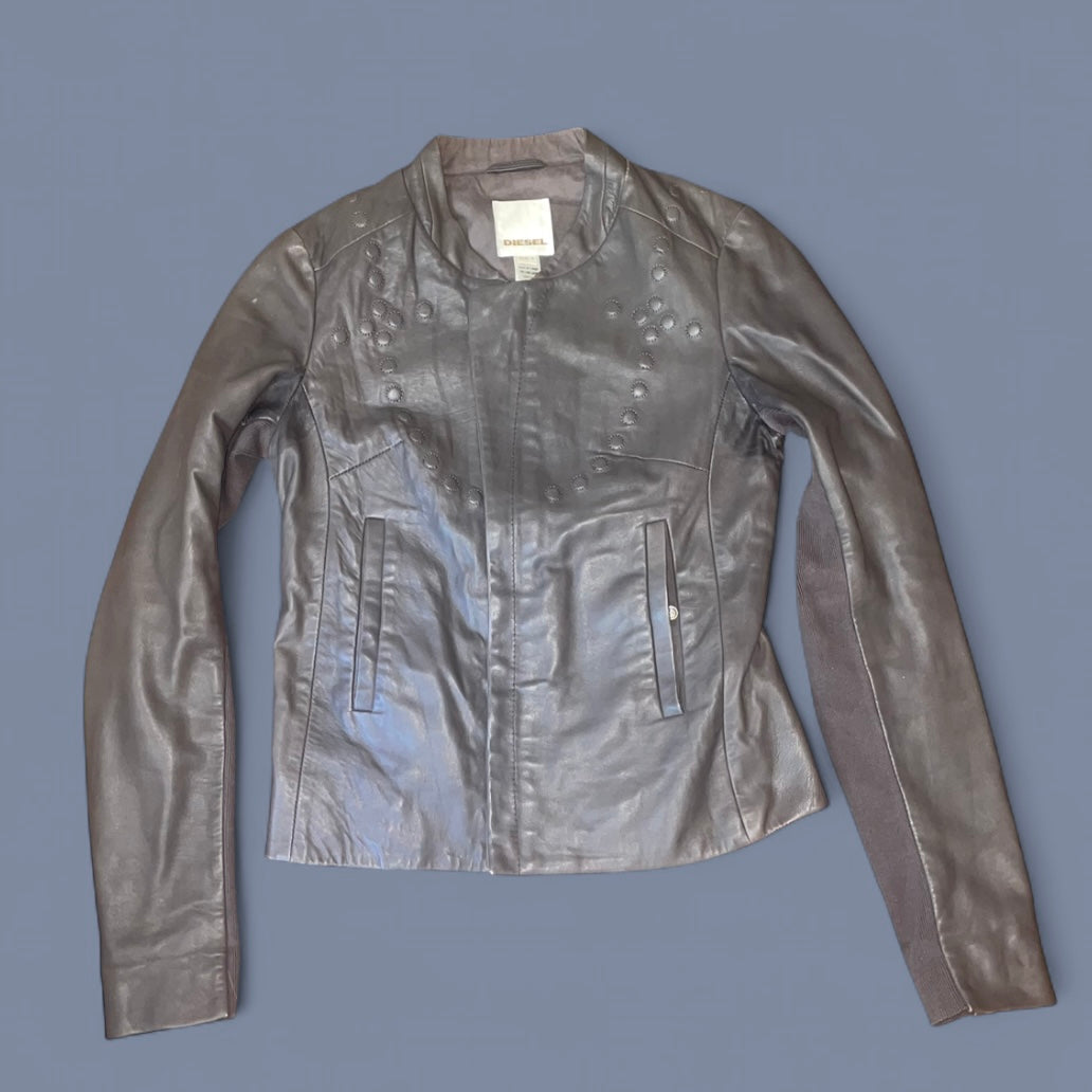 Vintage Diesel Gray Leather Jacket