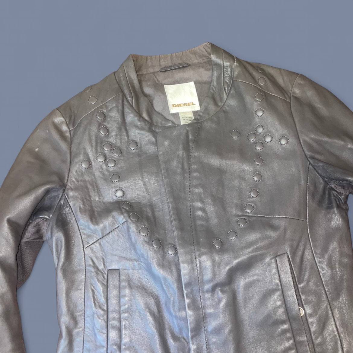 Vintage Diesel Gray Leather Jacket