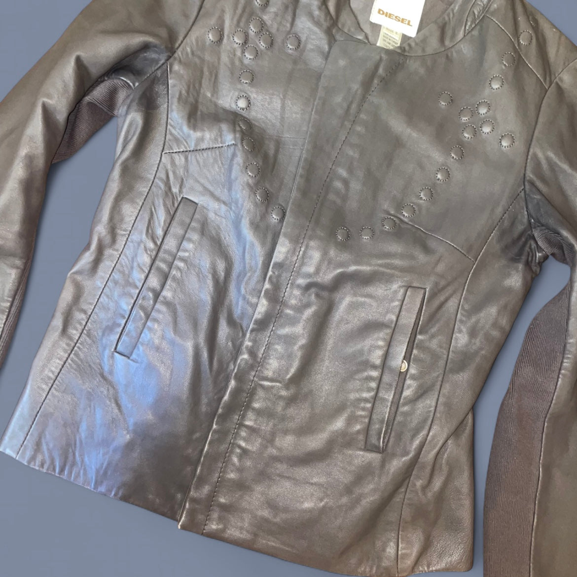 Vintage Diesel Gray Leather Jacket