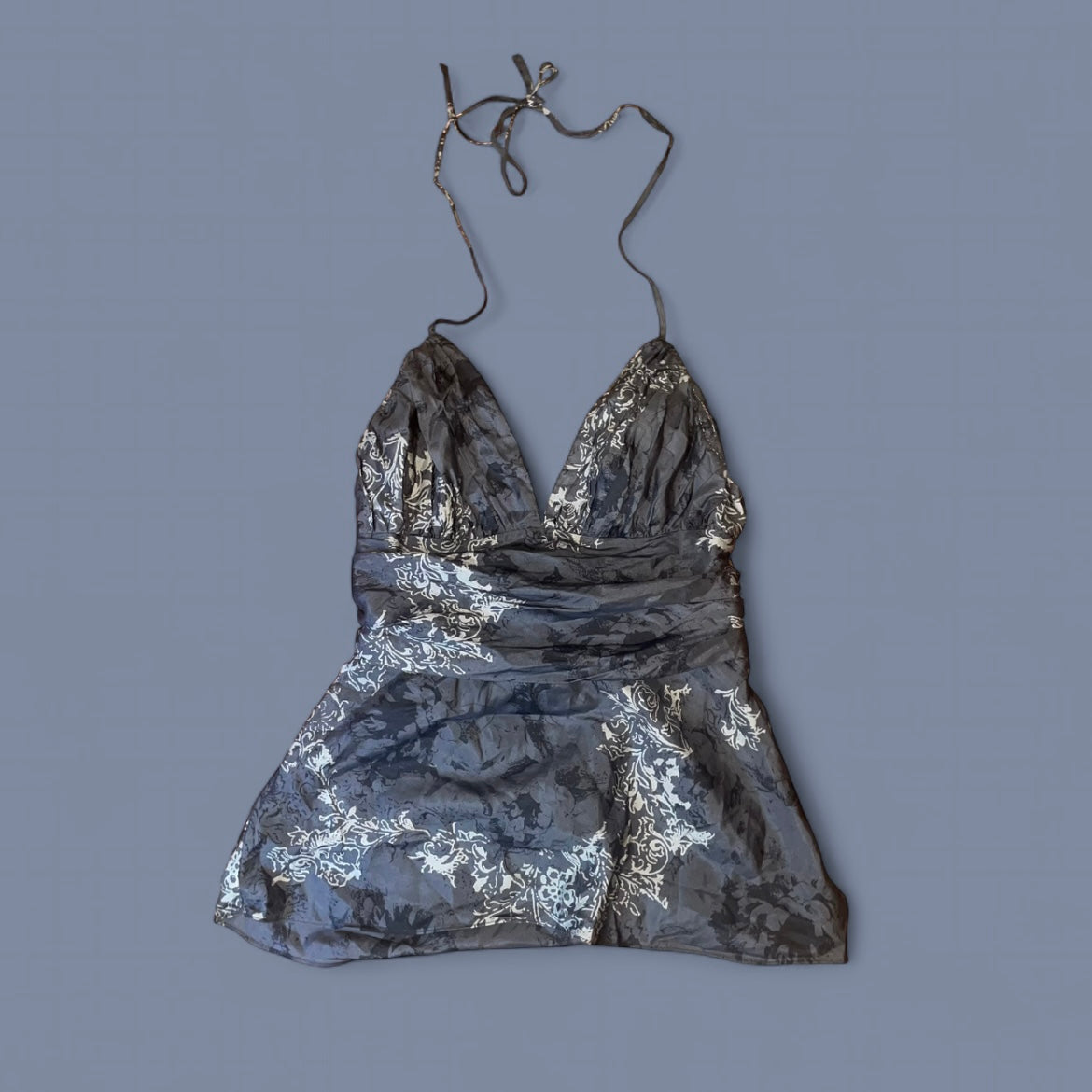 00s Dark Gray Pattern Halter Top