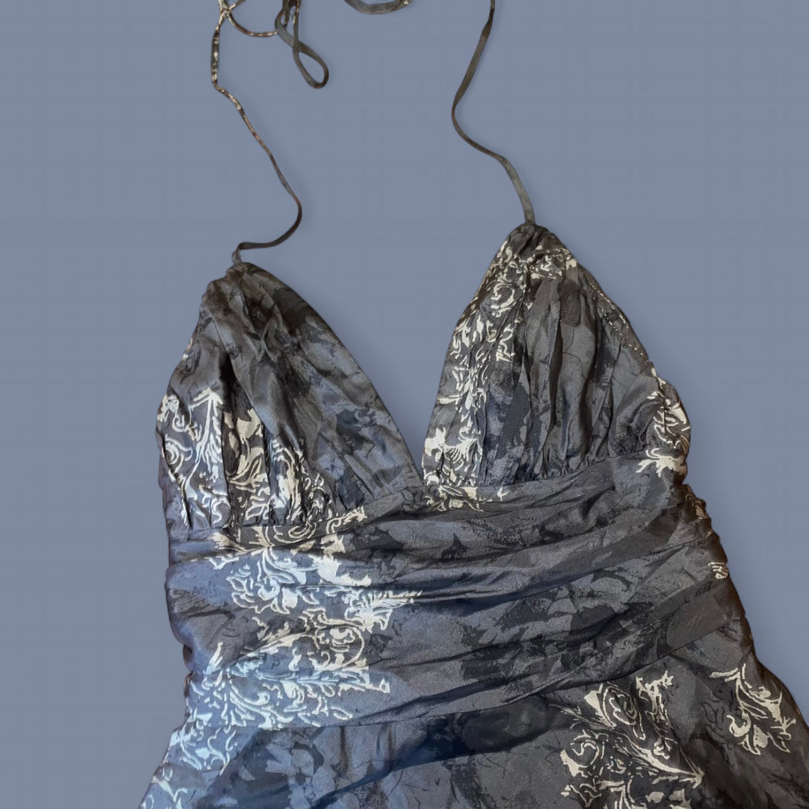 00s Dark Gray Pattern Halter Top