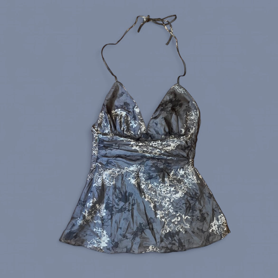 00s Dark Gray Pattern Halter Top
