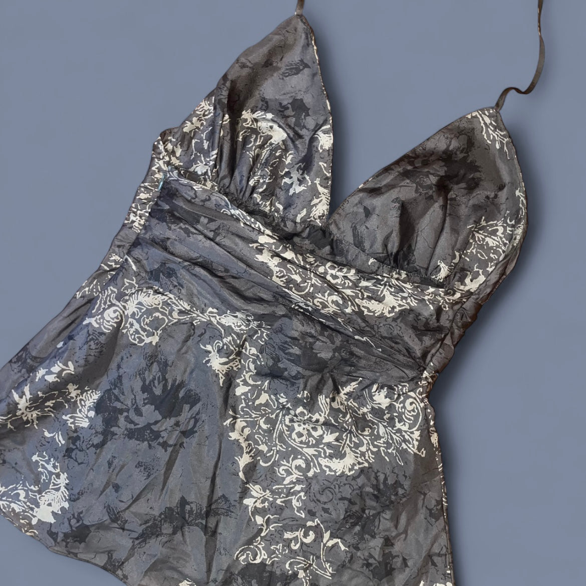 00s Dark Gray Pattern Halter Top