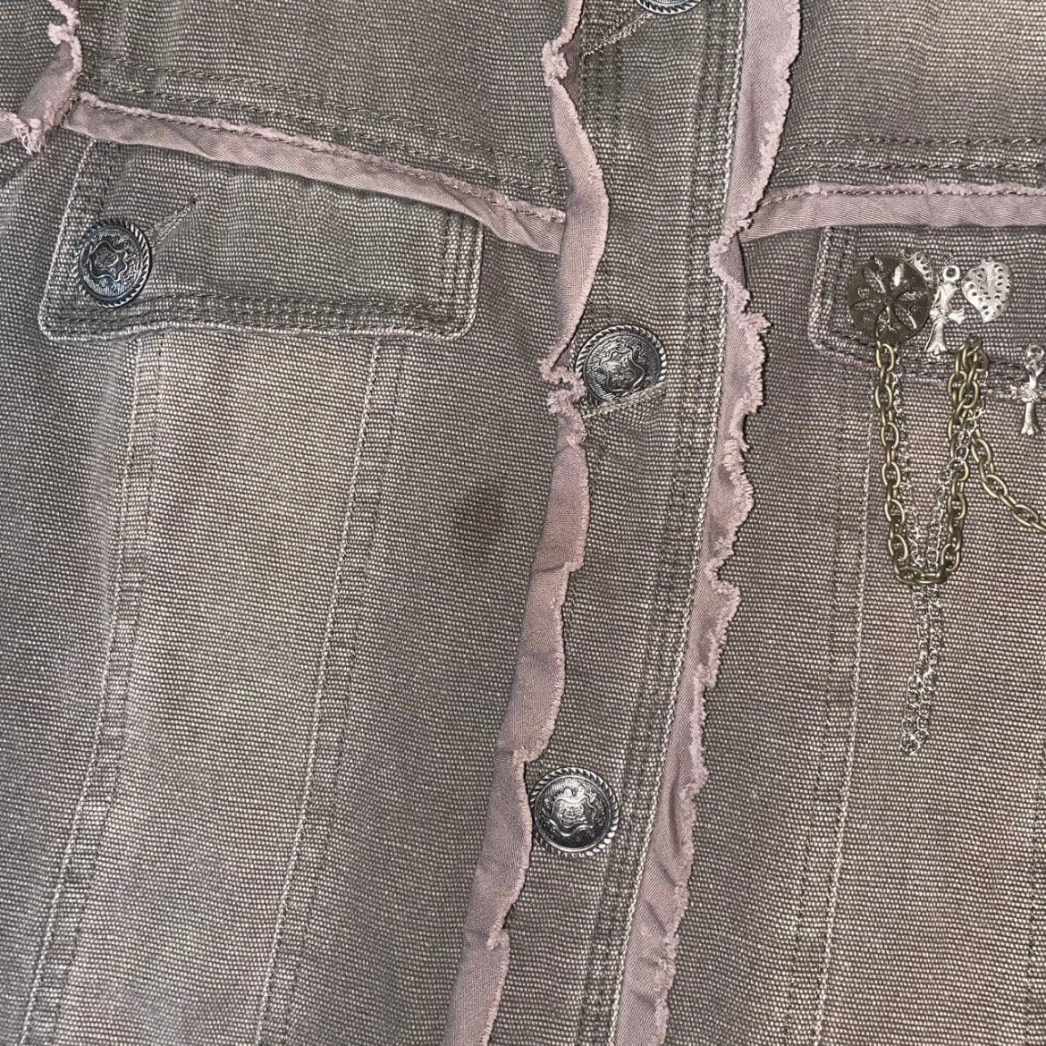 00s Brown Denim Jacket w/ Charm Details
