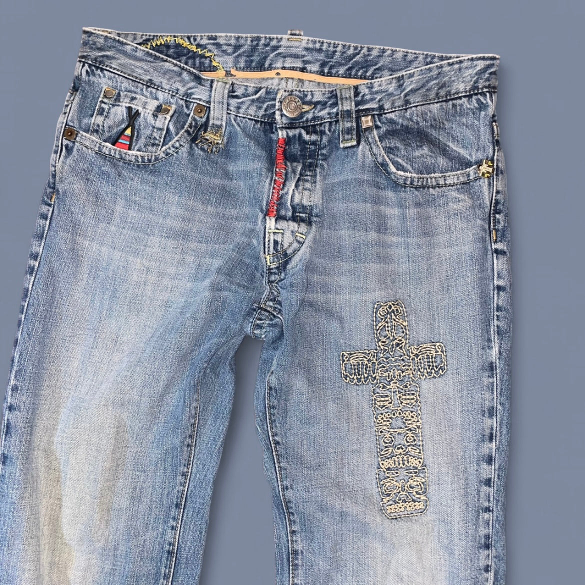 Vintage Dsquared2 Embellished Straight-Leg Jeans