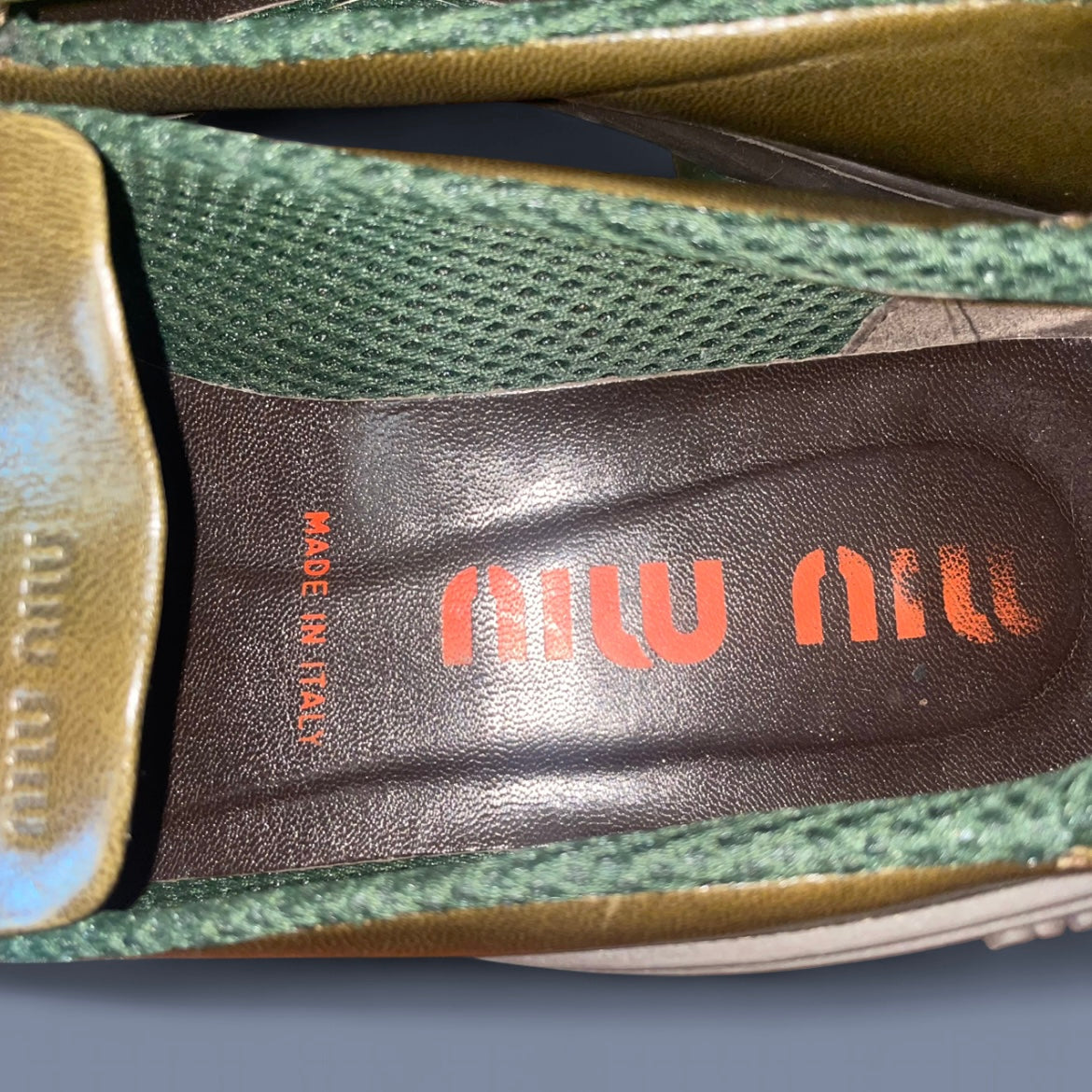 Vintage Miu Miu Dark Green Bubble Sole Loafers