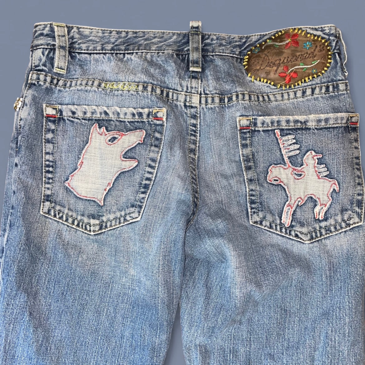 Vintage Dsquared2 Embellished Straight-Leg Jeans