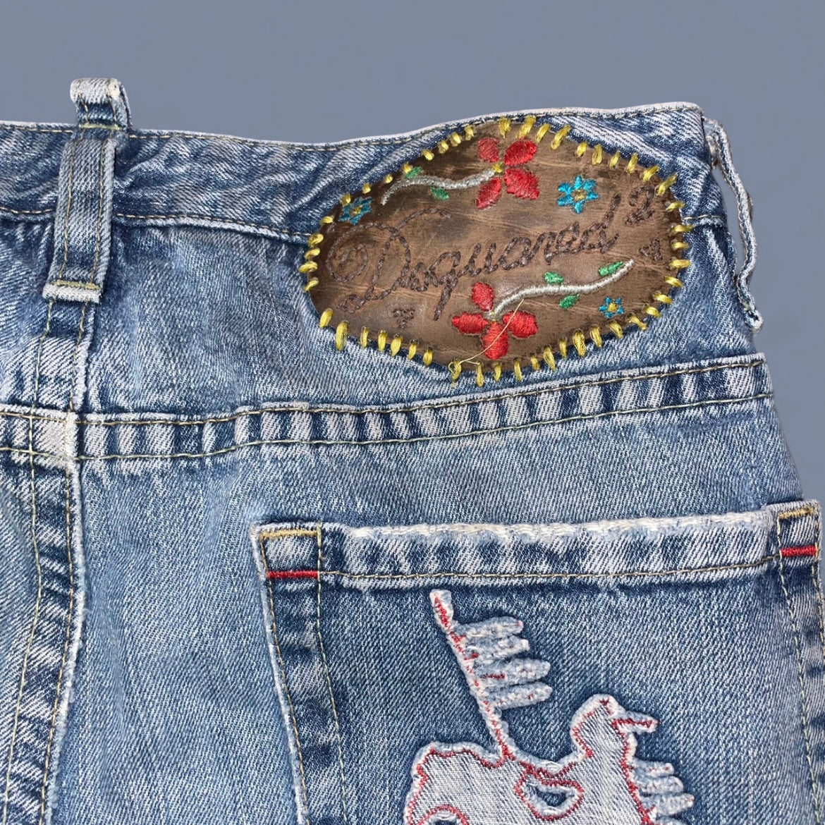 Vintage Dsquared2 Embellished Straight-Leg Jeans