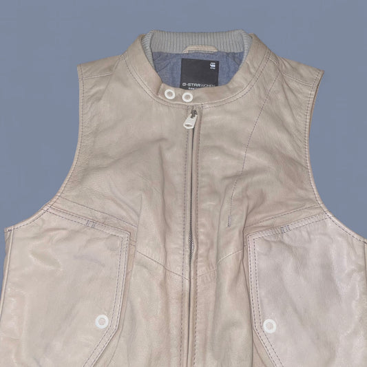 G-Star Tan Leather Utility Style Vest