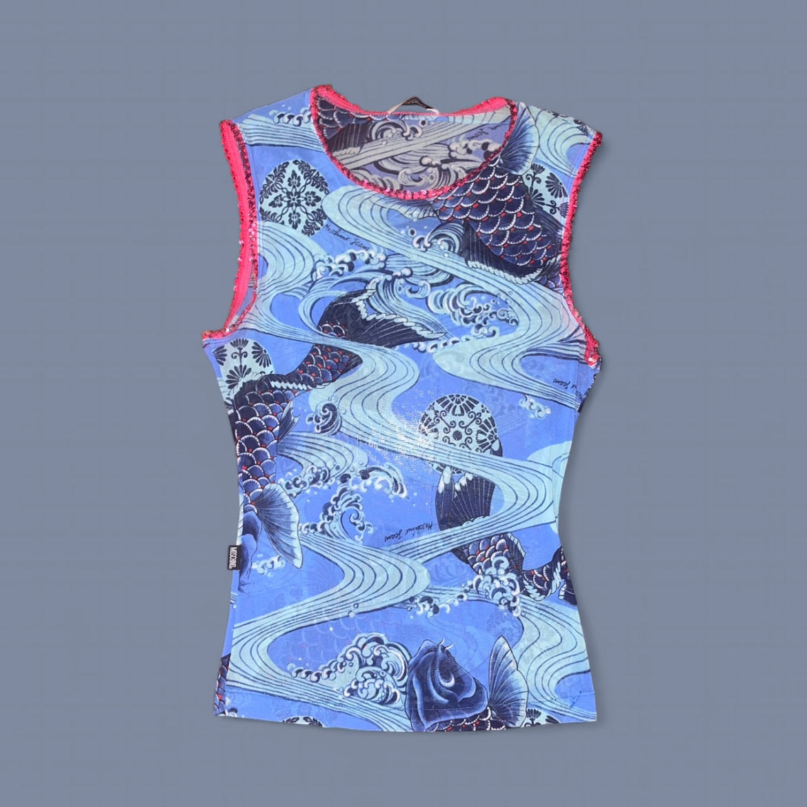 Moschino Jeans Blue Koi Mesh Top