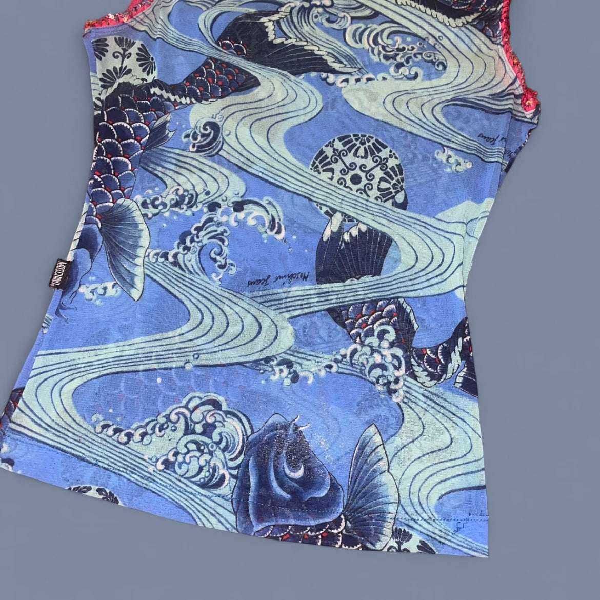 Moschino Jeans Blue Koi Mesh Top