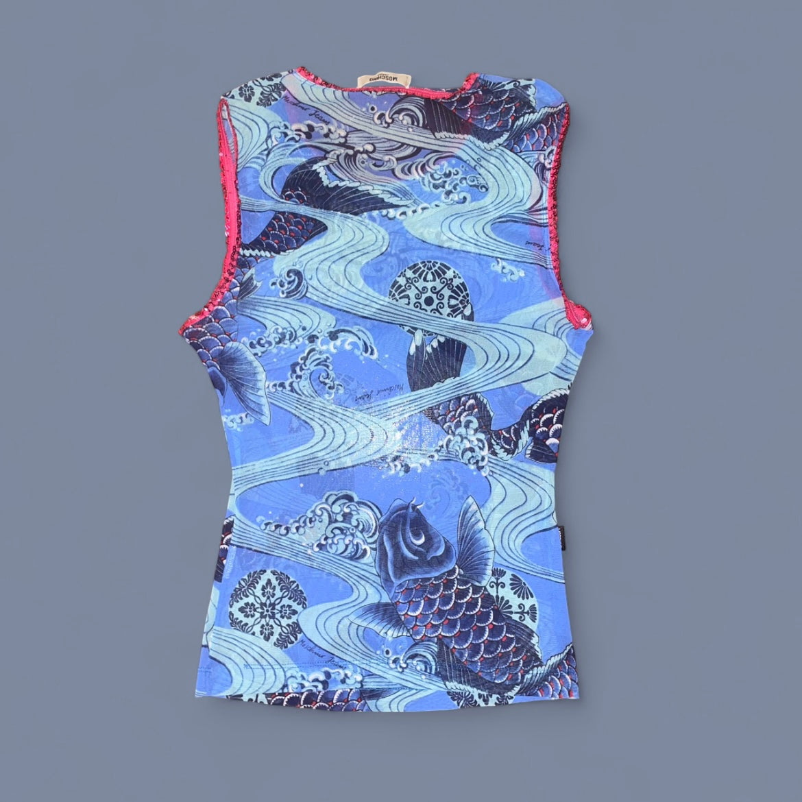 Moschino Jeans Blue Koi Mesh Top