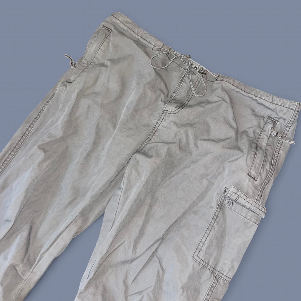 Bench Logo Gray Low Waisted Cargo Pants