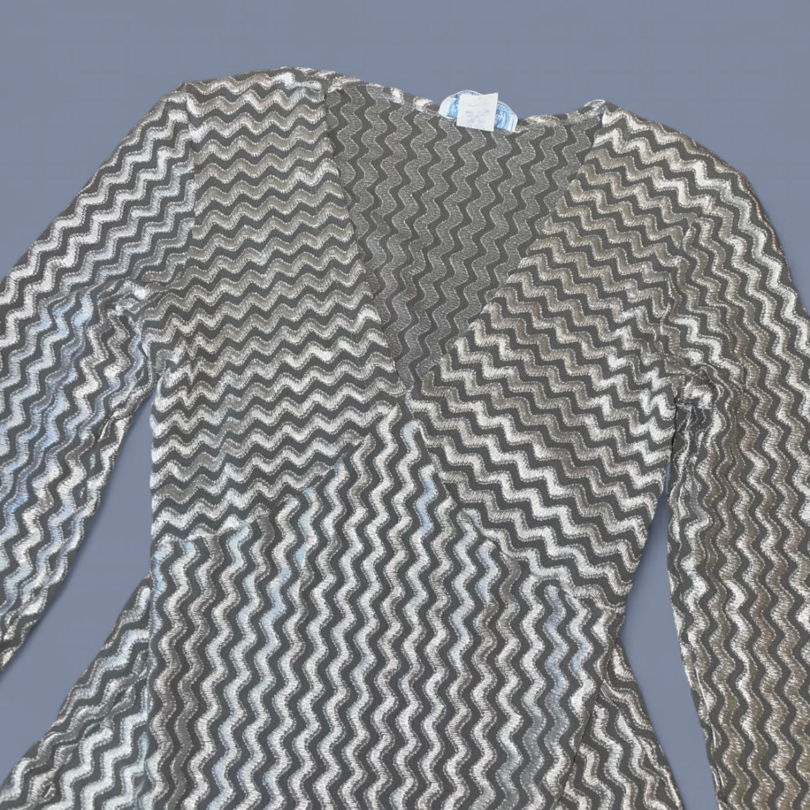 Vintage 00s Silver Pattern Mesh Long Sleeve