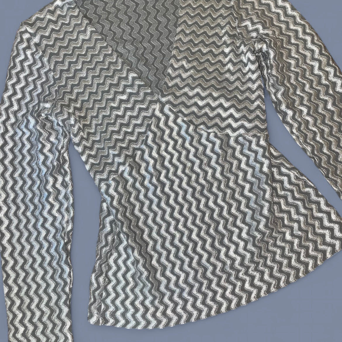 Vintage 00s Silver Pattern Mesh Long Sleeve