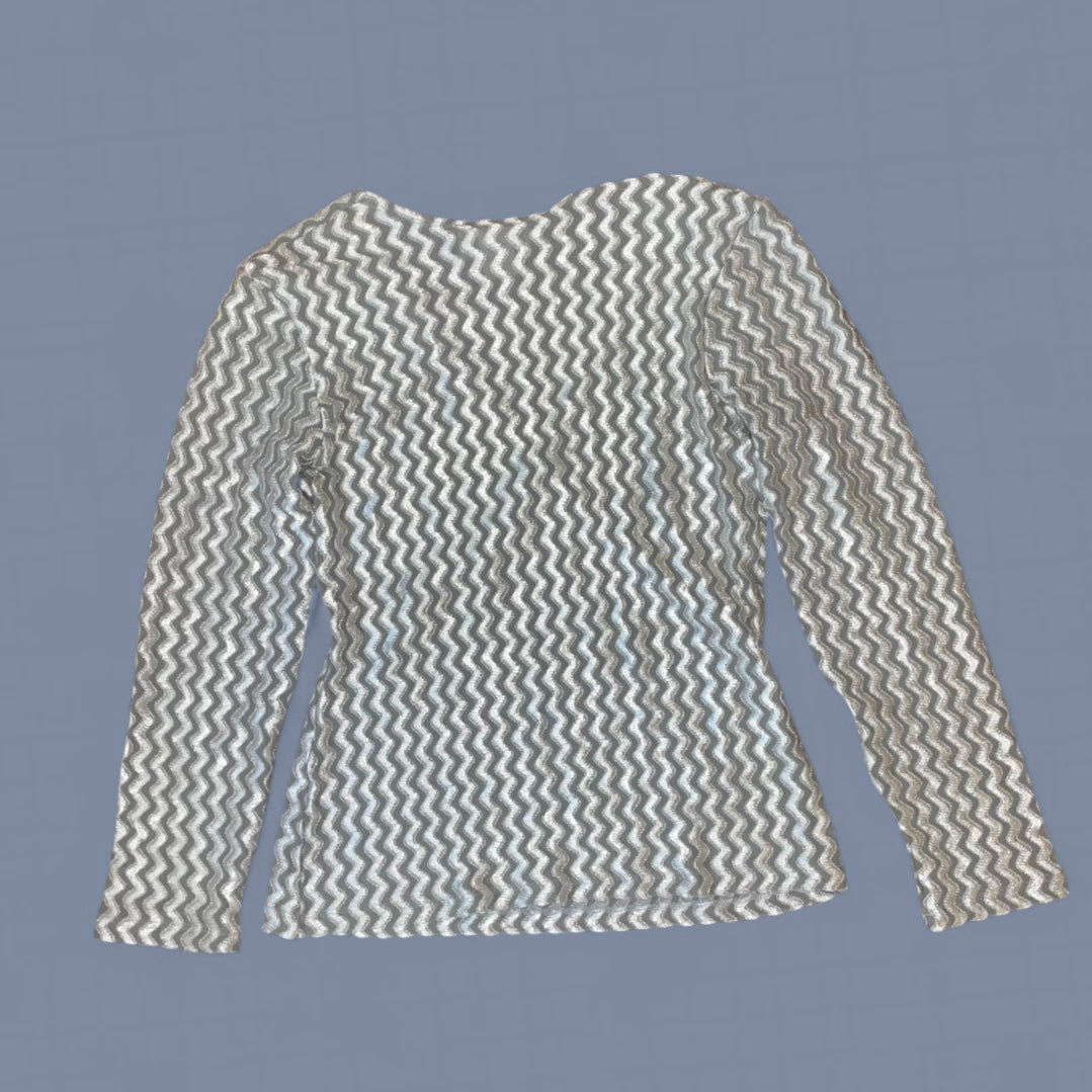 Vintage 00s Silver Pattern Mesh Long Sleeve