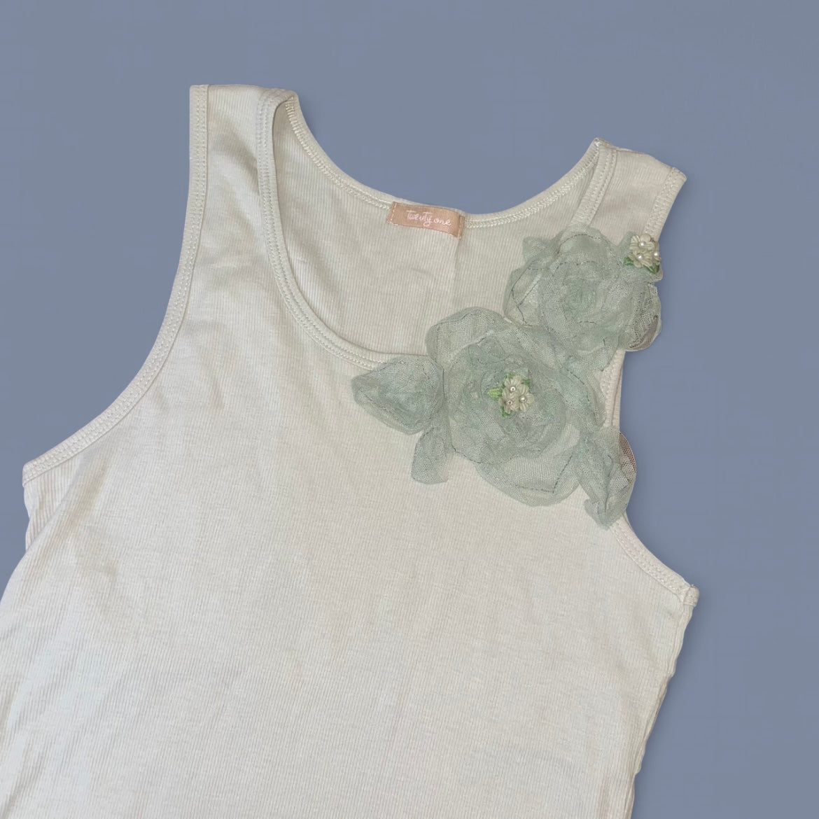 Vintage 00s Sage Green Ruffle Tank
