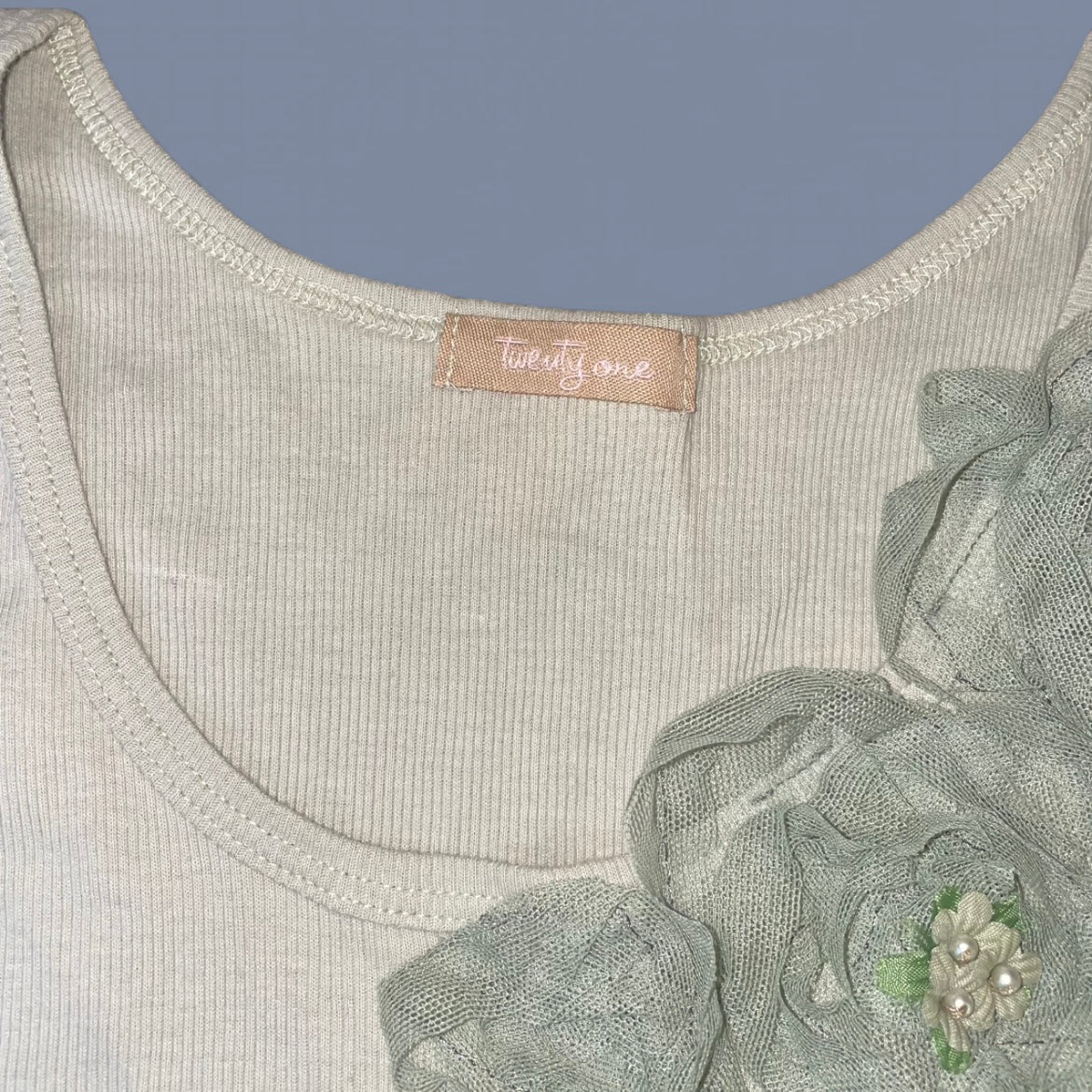 Vintage 00s Sage Green Ruffle Tank
