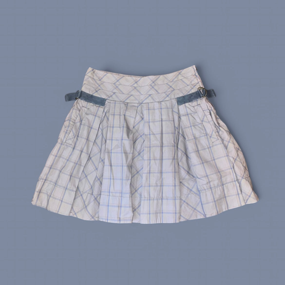 Vintage Gray Plaid Midi Skirt