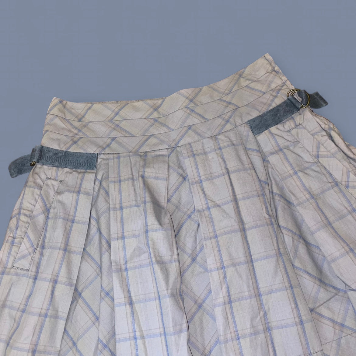 Vintage Gray Plaid Midi Skirt