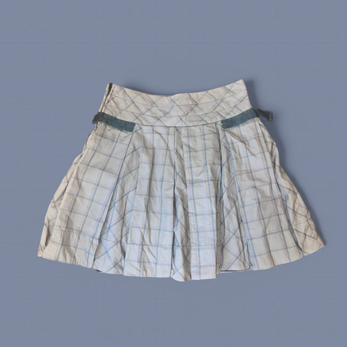Vintage Gray Plaid Midi Skirt