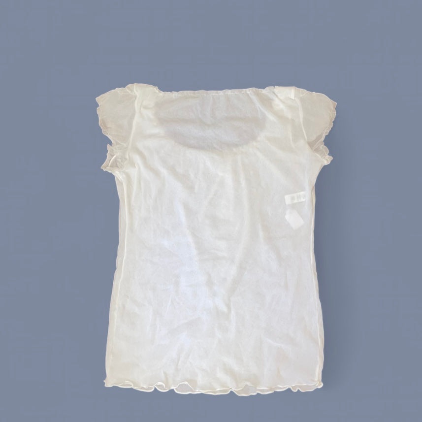 Vintage Sheer White Puff Sleeve Top