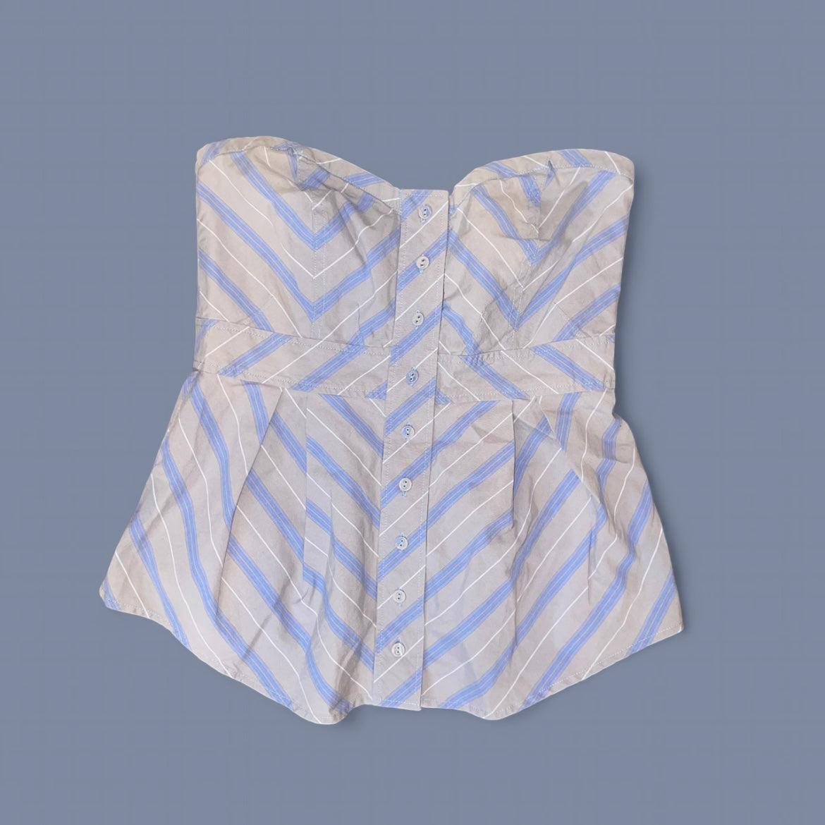 00s Gray Stripe Button Up Tube Top