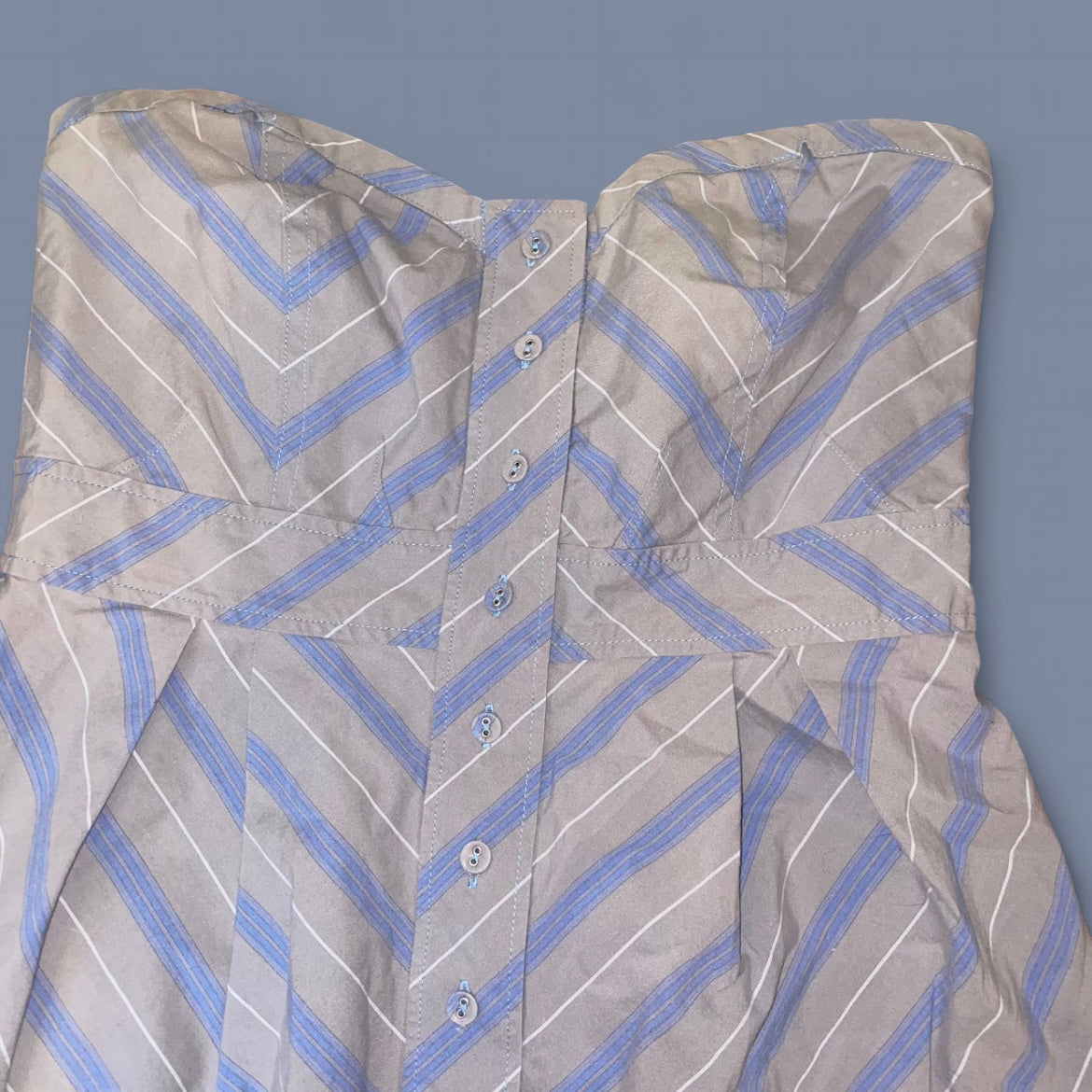 00s Gray Stripe Button Up Tube Top