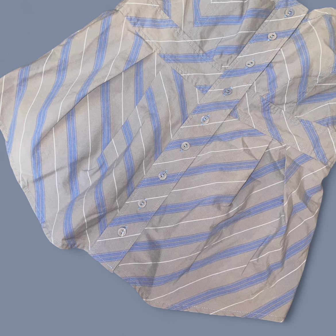00s Gray Stripe Button Up Tube Top