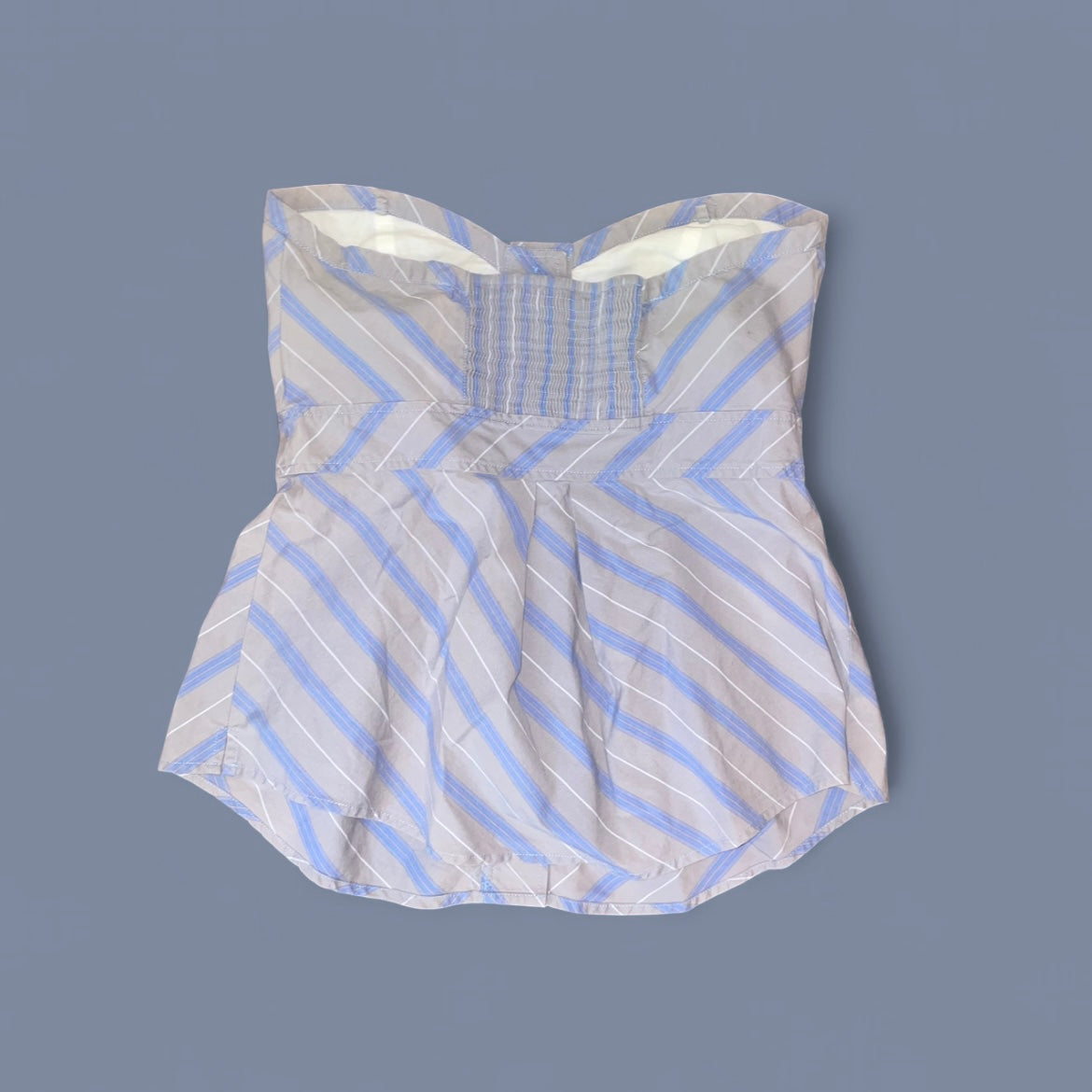 00s Gray Stripe Button Up Tube Top