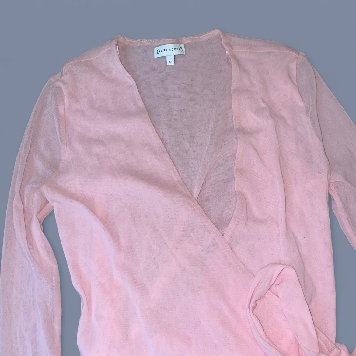 00s Baby Pink Mesh Wrap-style Top