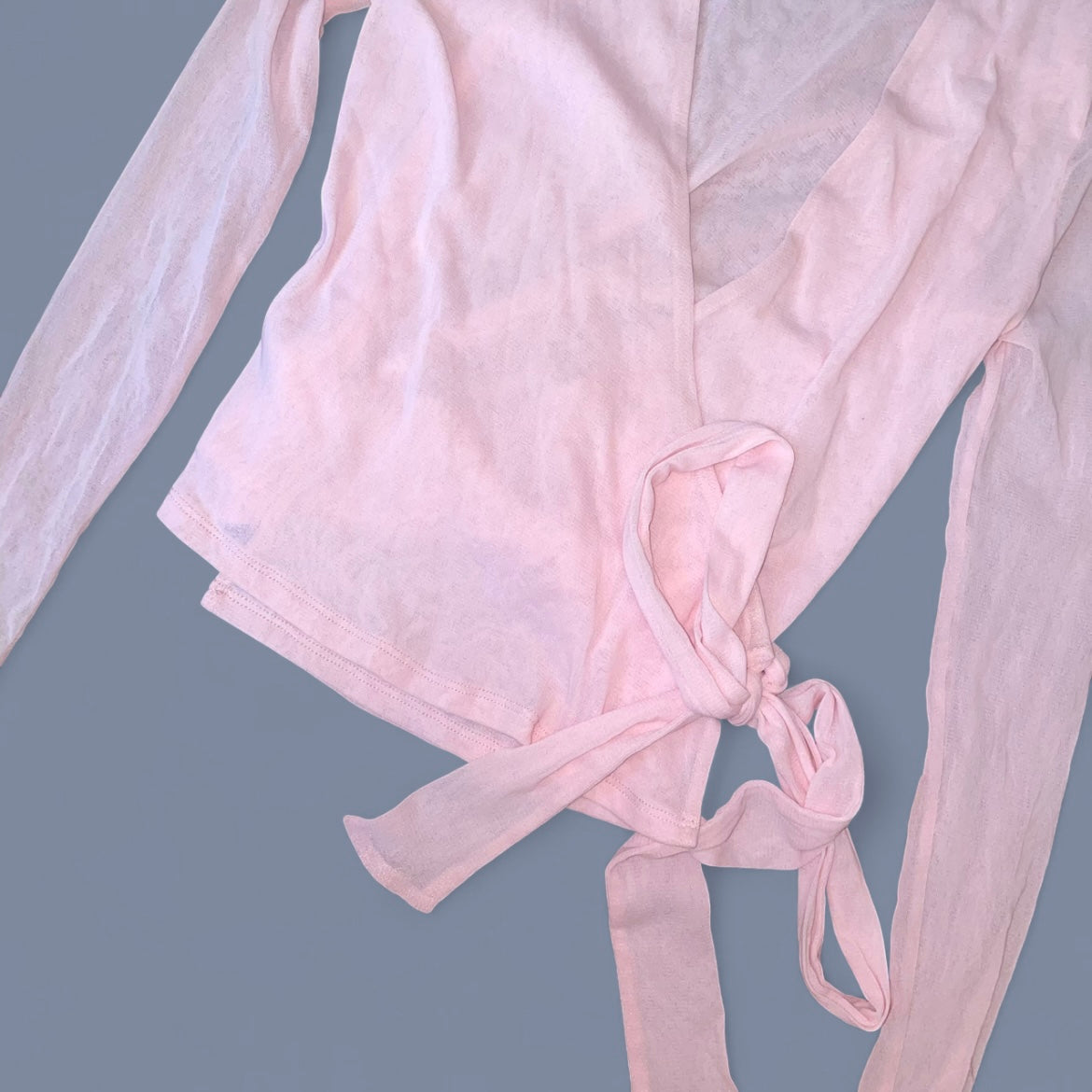 00s Baby Pink Mesh Wrap-style Top