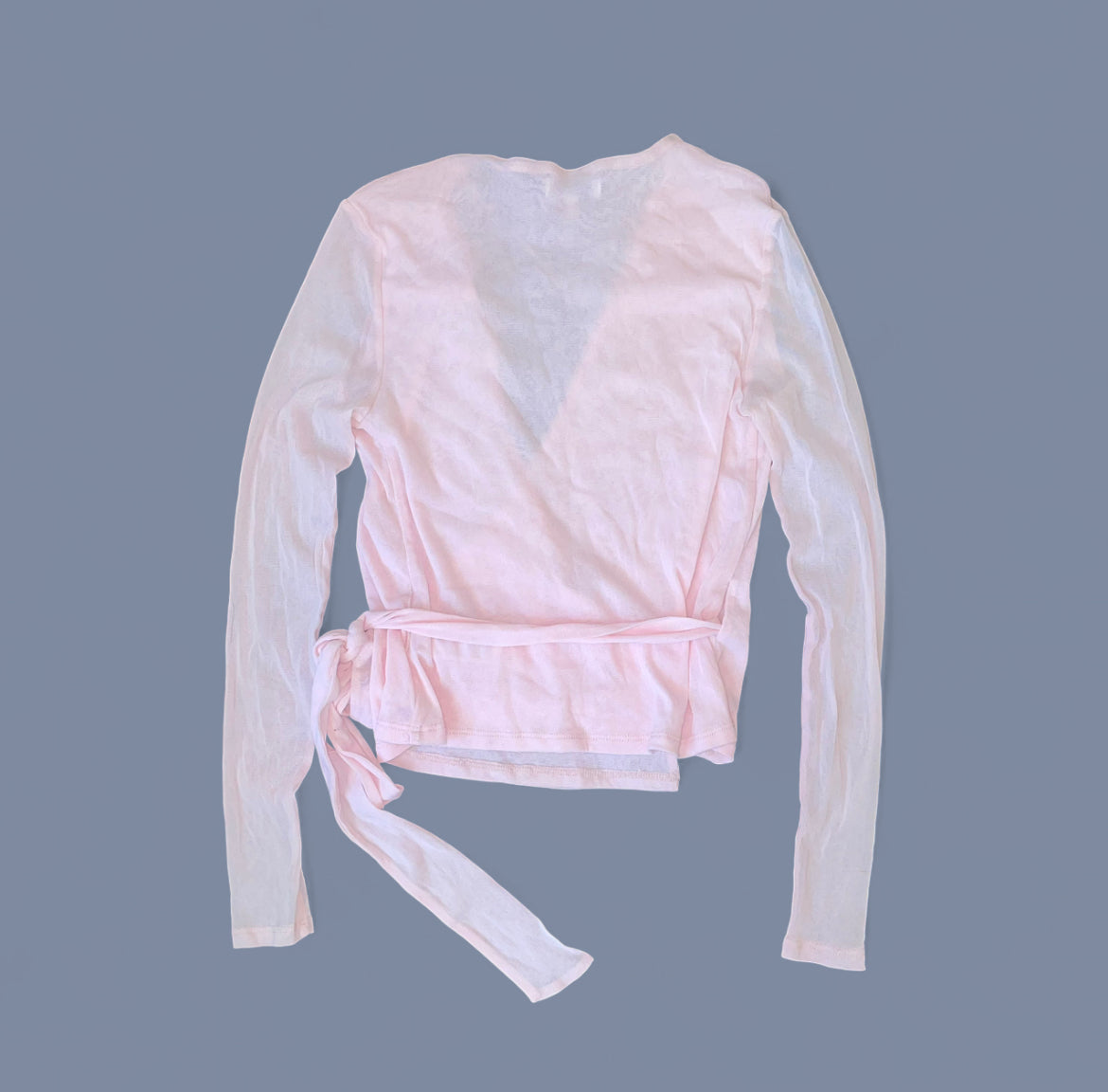 00s Baby Pink Mesh Wrap-style Top