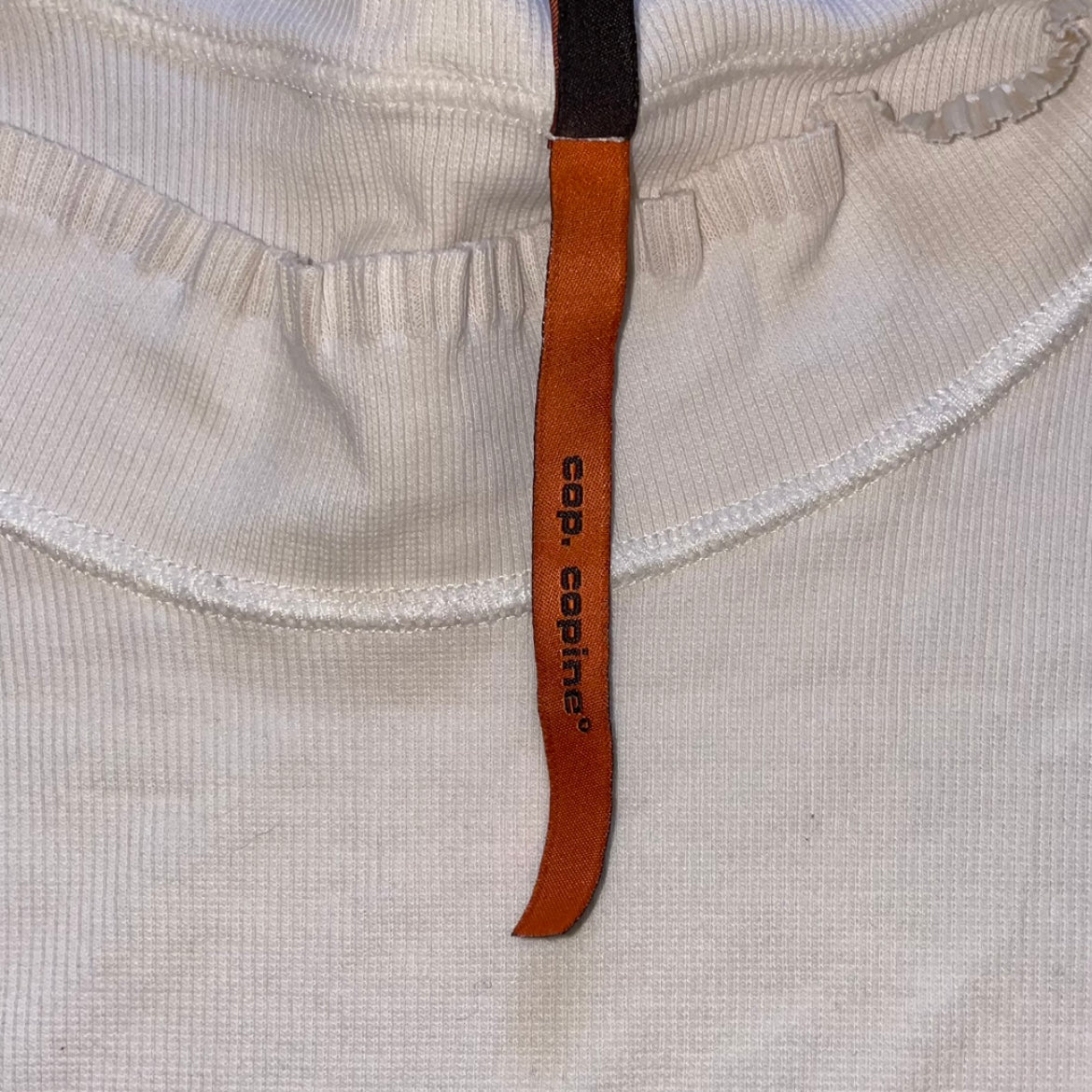 Vintage Cop. Copine White Ruffle Trim Top w/ Pocket Detail