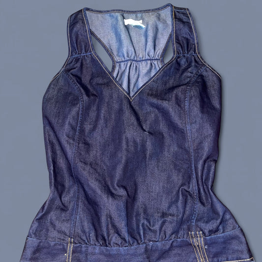 Vintage Diesel Dark Wash Denim Pleated Dress