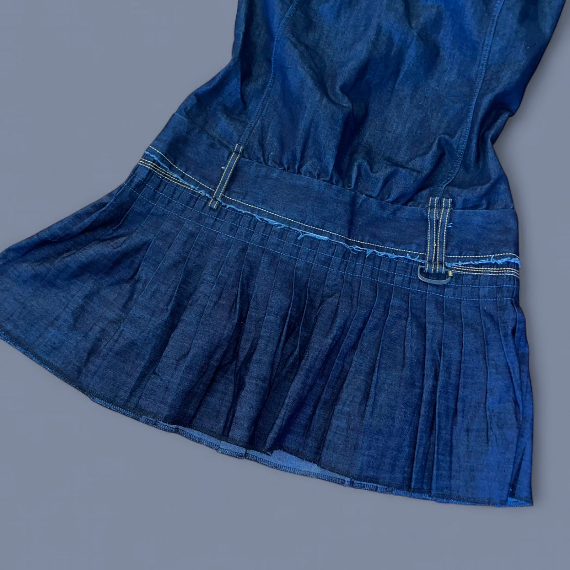 Vintage Diesel Dark Wash Denim Pleated Dress