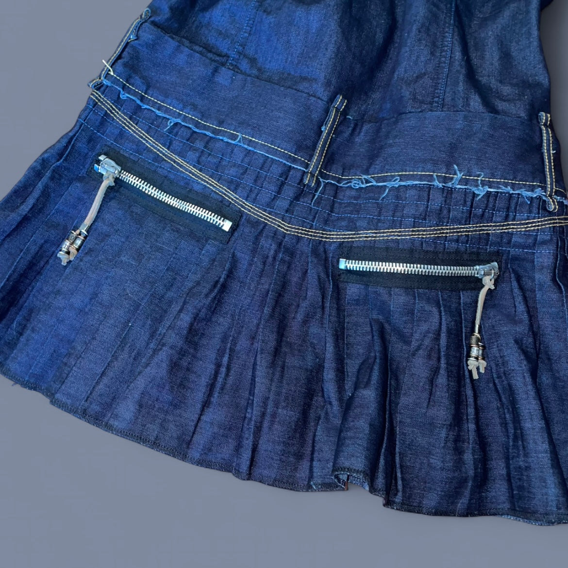 Vintage Diesel Dark Wash Denim Pleated Dress