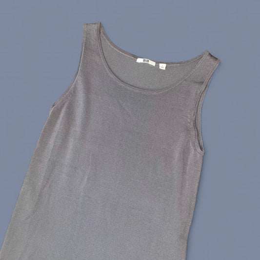 Uniqlo Gray Drop Waist Pleated Midi Dress
