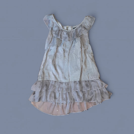 00s Sheer Gray Ruffle Top
