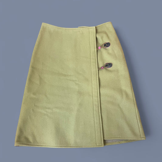 Vintage Miu Miu Green Wool Midi Skirt