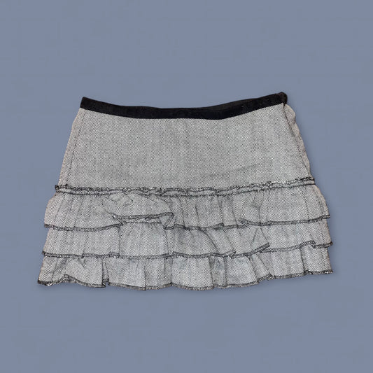 Designer Gray Ruffled Mini Skirt