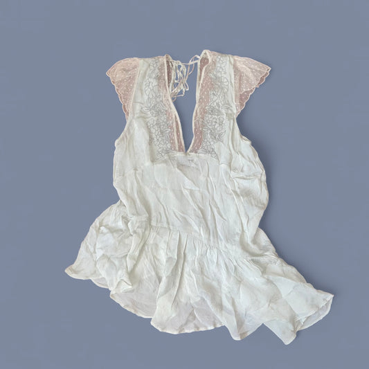 Vintage MNG Sage Sheer Lace Top