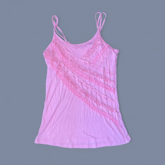 Vintage 00s Baby Pink Ruffle Cami