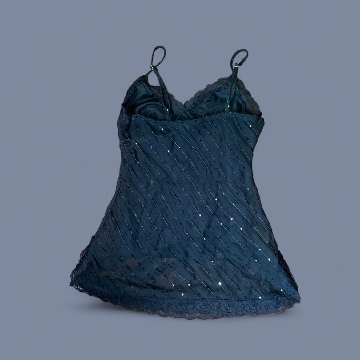 00s Black Sequin Lace Cami